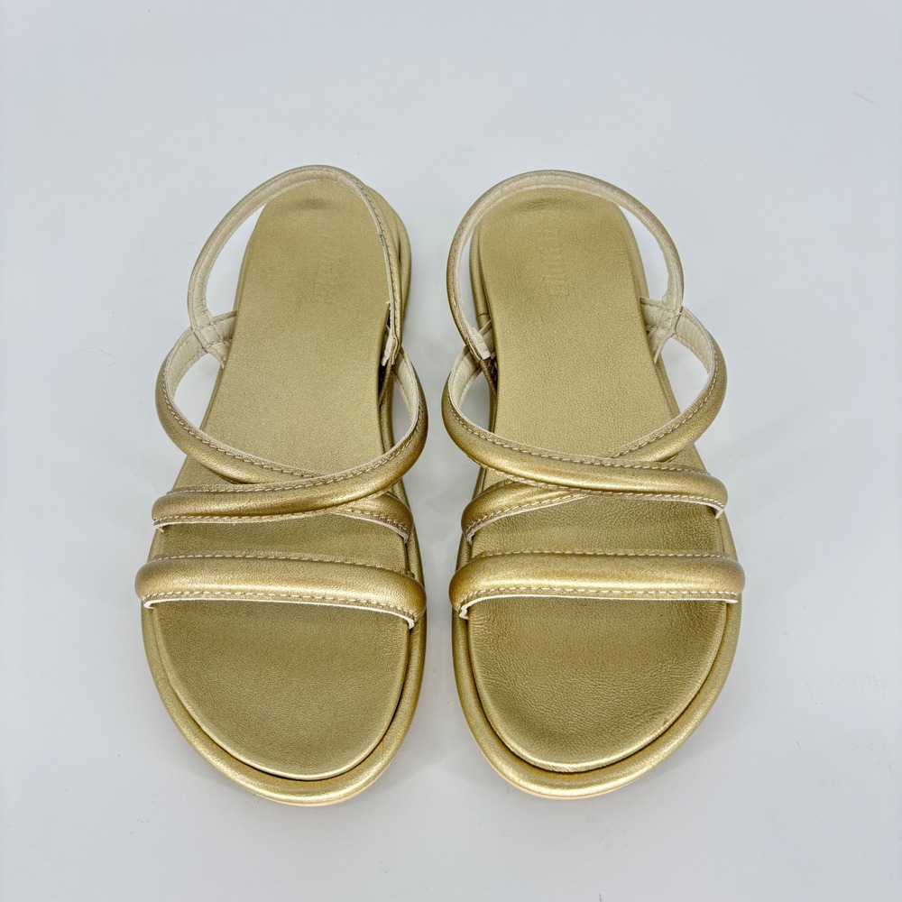 OluKai Tiare Strappy Sandals Bubbly Gold Women Size 8 Leather Flat Slingback - Picture 4 of 9
